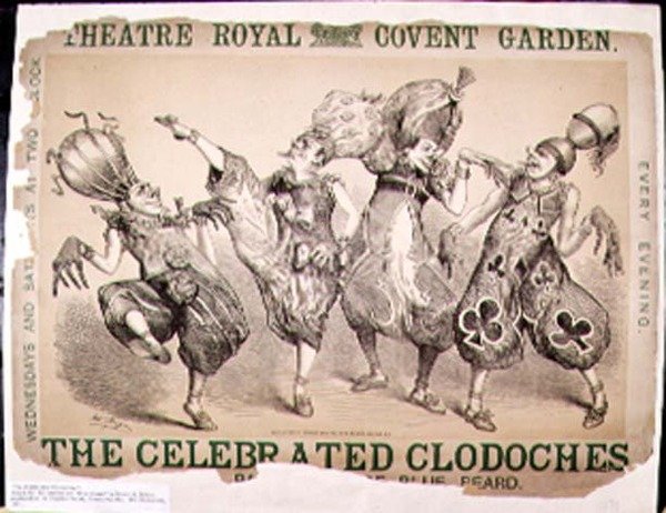 Les célèbres Clodoches, affiche pour une pantomime de Barbe-Bleue produite par Henry J. Bryon, présentée au Theatre Royal, Covent Garden, Londres, 1871 - Matthew Somerville Morgan