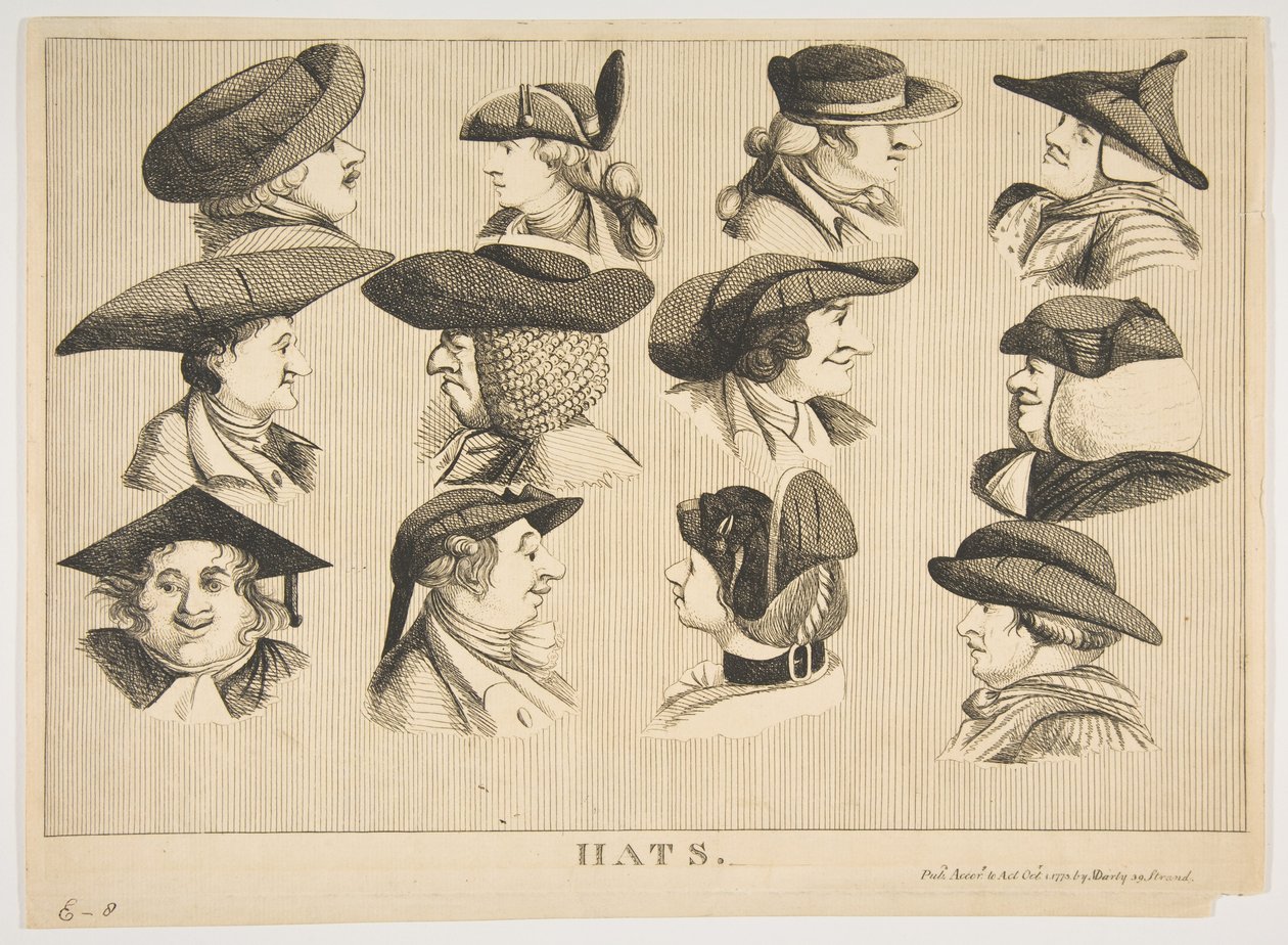 Chapeaux, 1er octobre 1773 - Matthew Darly