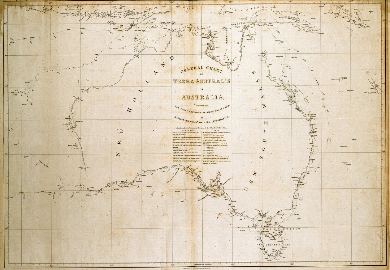 Carte de Terra Australis (Australie) - Matthew Flinders