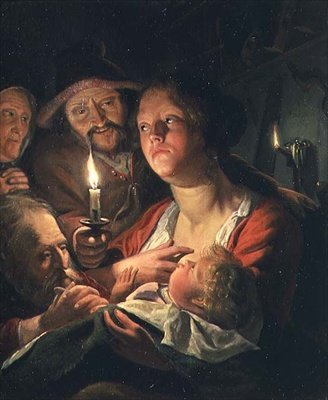 Mère et enfant à la lumière des bougies - Matthys Naiveu