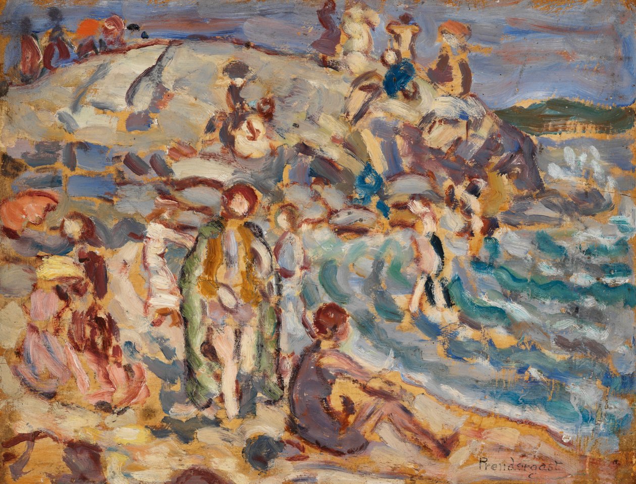 Scène de plage et colline - Maurice Brazil Prendergast