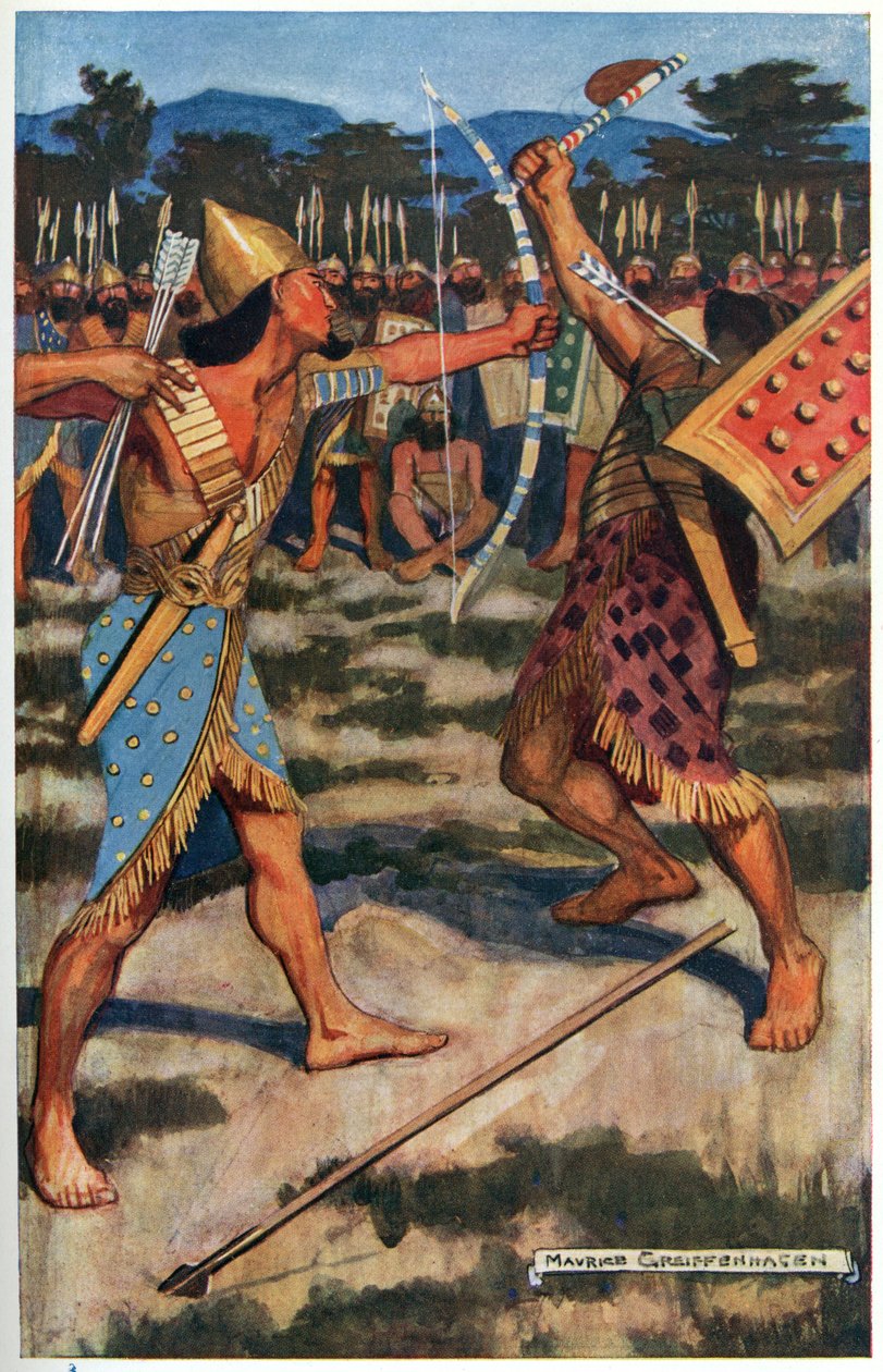 Senuhet tue le guerrier de Tonu, illustration de 