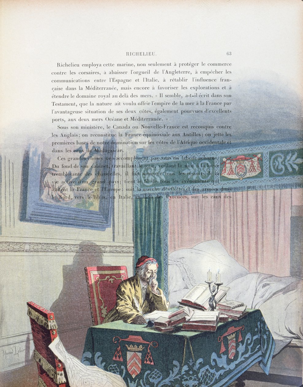 Armand-Jean du Plessis, Cardinal de Richelieu (1585-1642) en vieil homme, illustration d