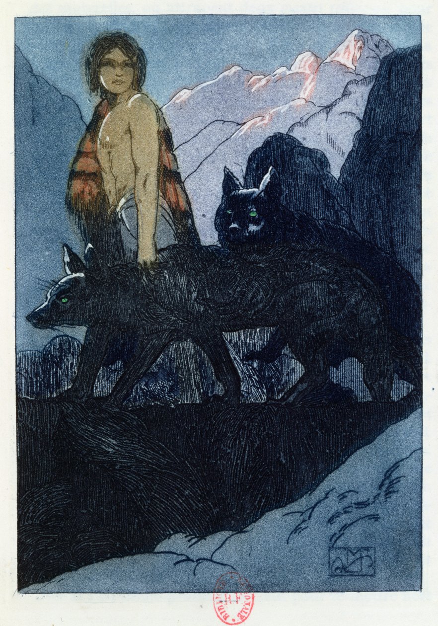 Mowgli et les loups, illustration de 