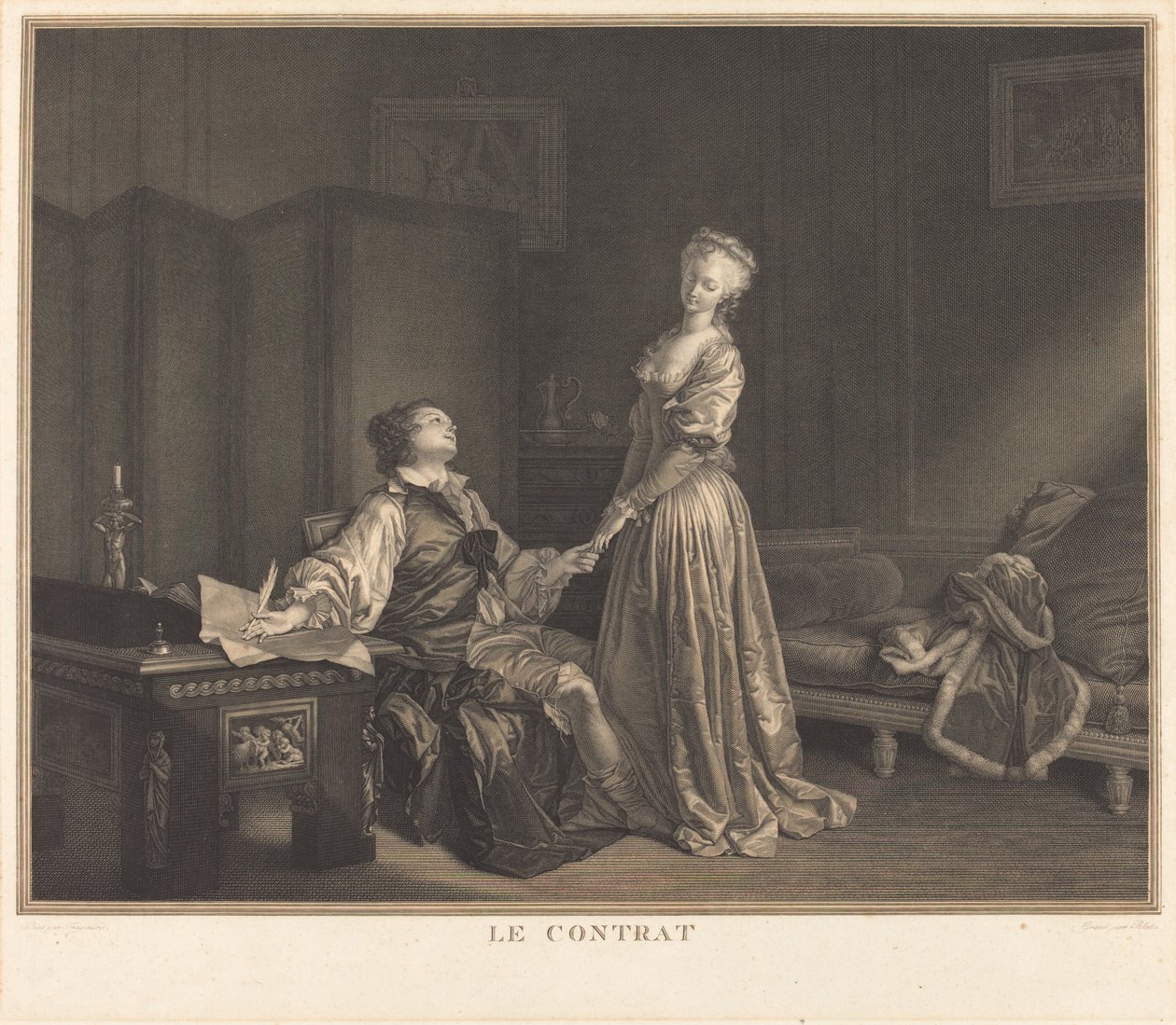 Le Contrat - Maurice Blot after Jean Honoré Fragonard