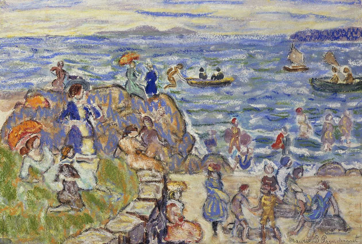 Scène de plage au Massachusetts - Maurice Brazil Prendergast