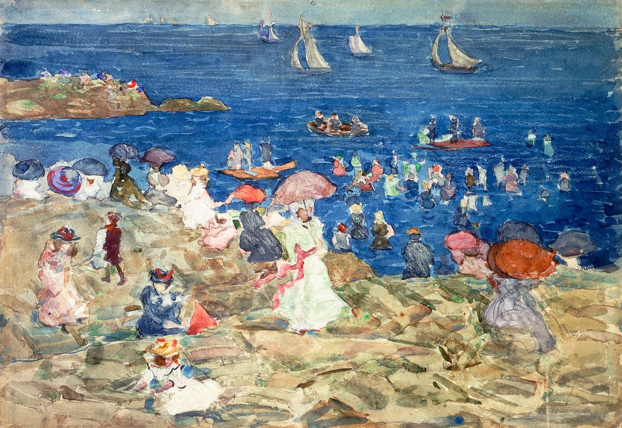 Scène de plage en Nouvelle-Angleterre, c.1896-97 - Maurice Brazil Prendergast