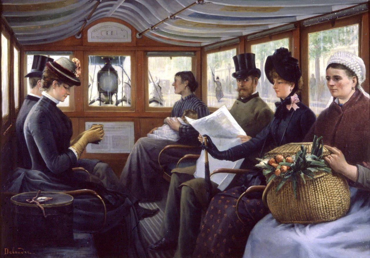 Passagers dans un bus à Paris - Maurice Delondre