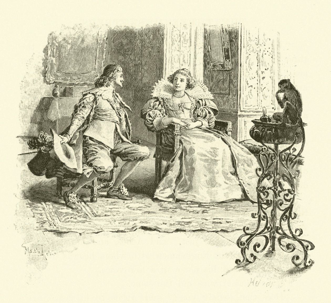 Illustration pour « Les Trois Mousquetaires » (gravure) - Maurice Leloir