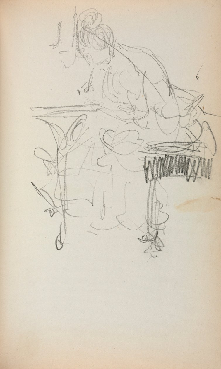 Carnet de croquis italien : Femme assise en train de coudre (page 153) - Maurice Prendergast
