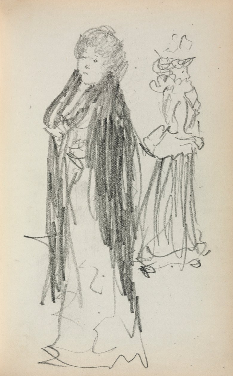 Carnet de croquis italien : Deux femmes debout (page 129) - Maurice Prendergast