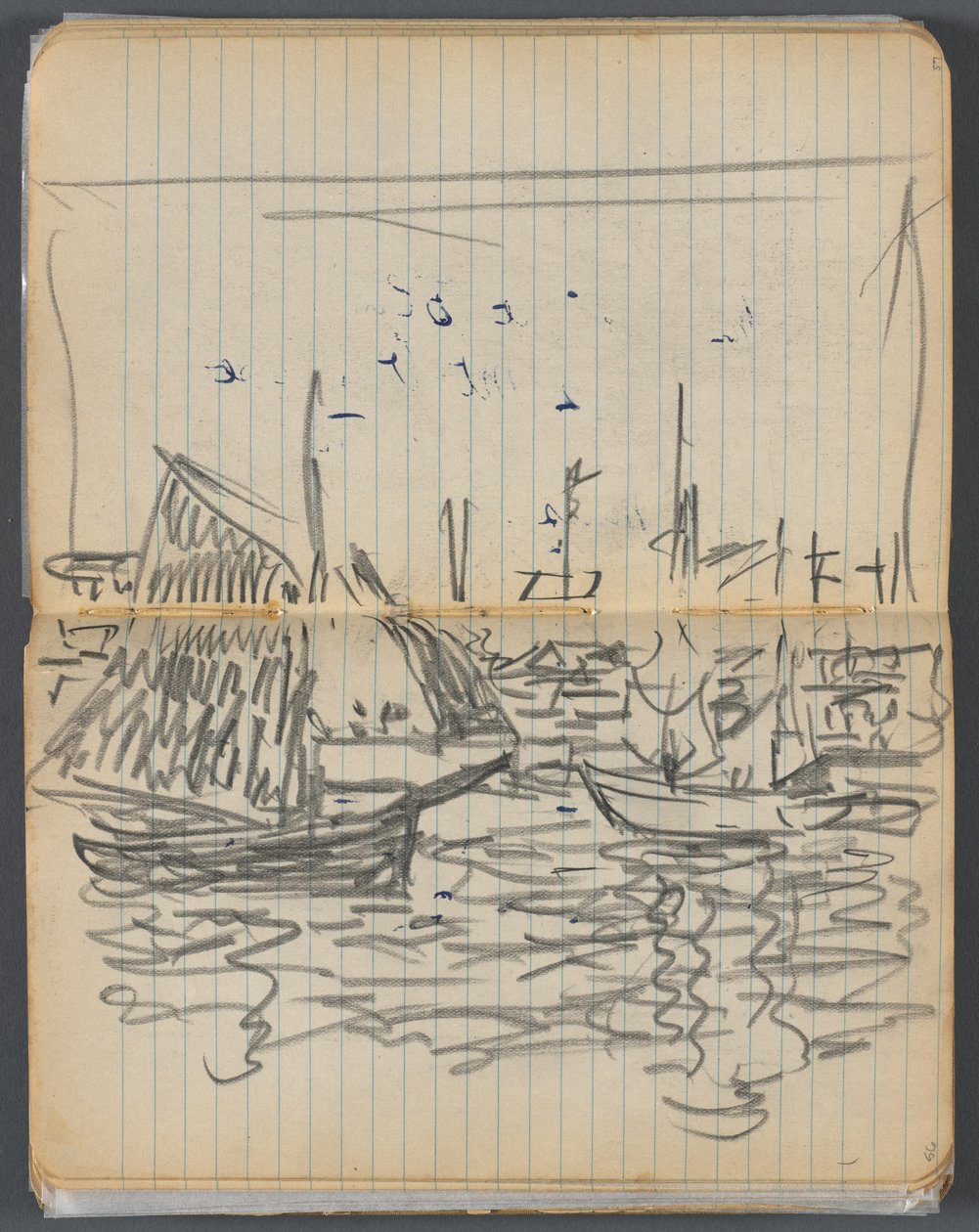 Carnet de croquis, page 056 57 : Vue de voiliers - Maurice Prendergast