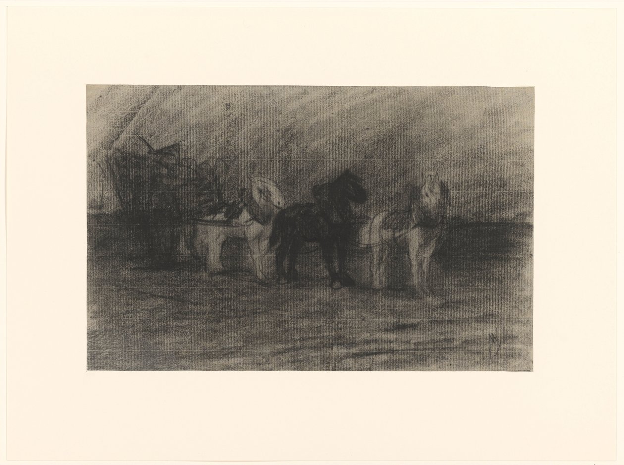 Chevaux devant une charrette - Maurits van der Valk
