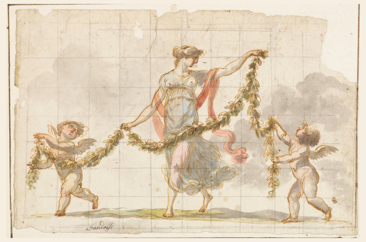 Dessin, peinture murale, vers 1820 - Mauro Gandolfi