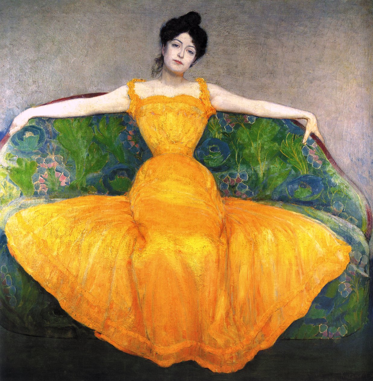 Femme en robe jaune - Max Kurzweil