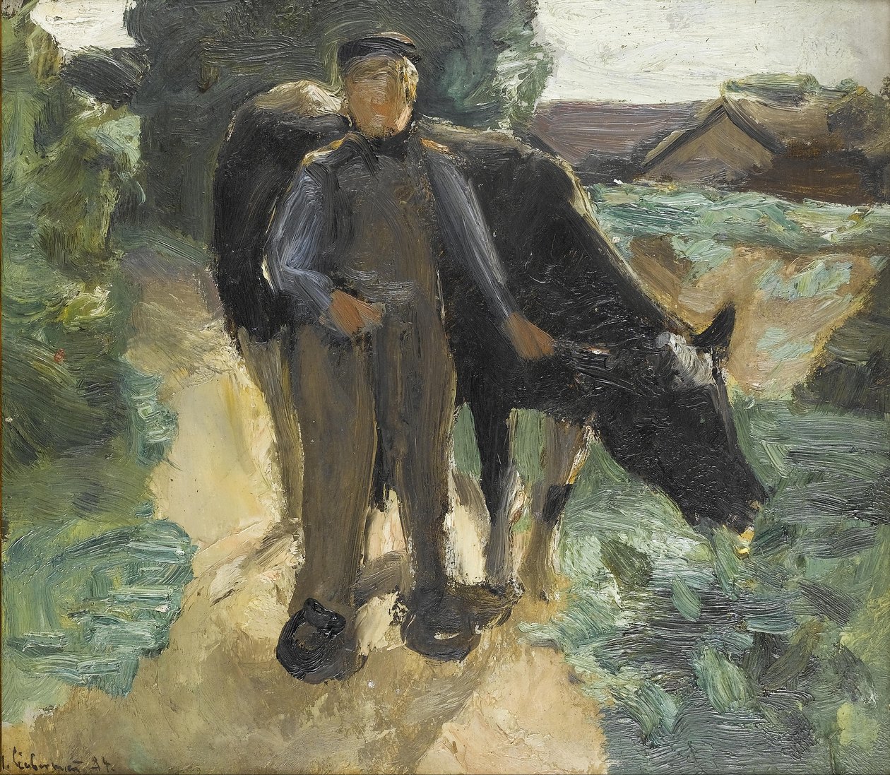 Un paysan avec sa vache - Max Liebermann