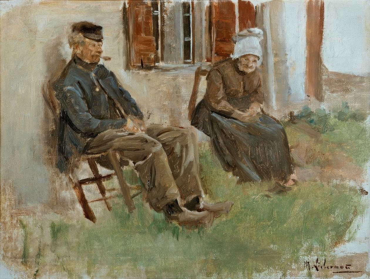 Étude de Hollande : Vieux couple assis devant une maison - Max Liebermann