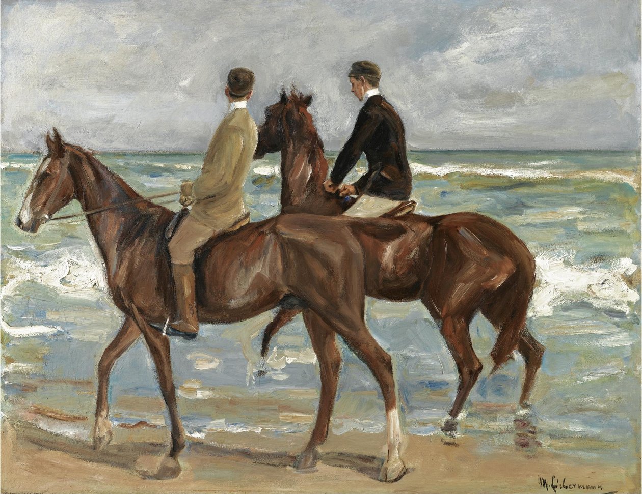 Deux cavaliers sur la plage - Max Liebermann