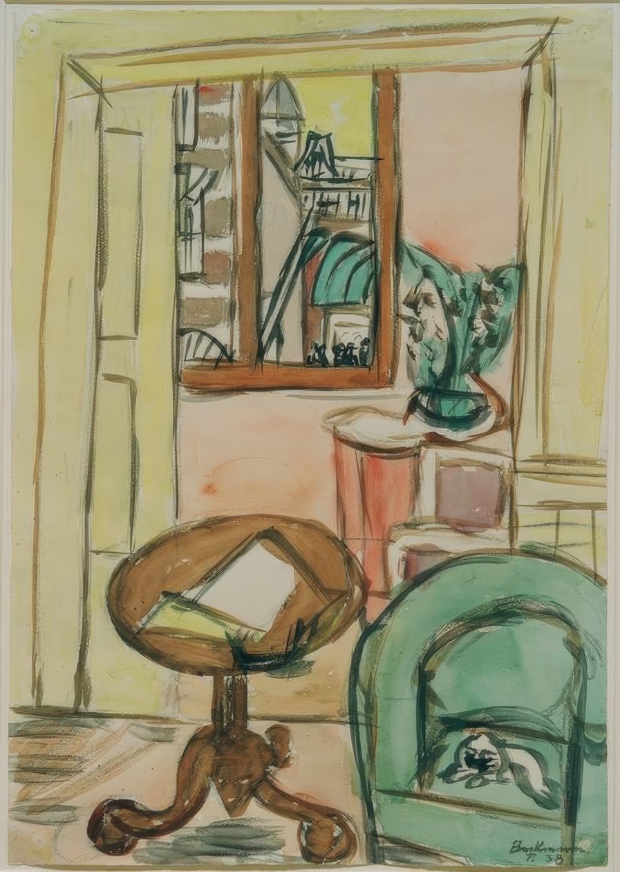 Intérieur avec table ronde - Max Beckmann