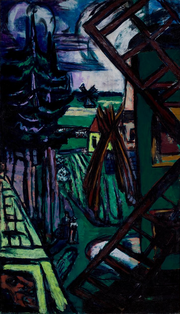 Grand paysage de Laren avec moulin à vent - Max Beckmann
