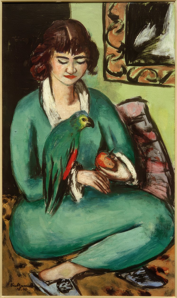 Quappi avec perroquet - Max Beckmann
