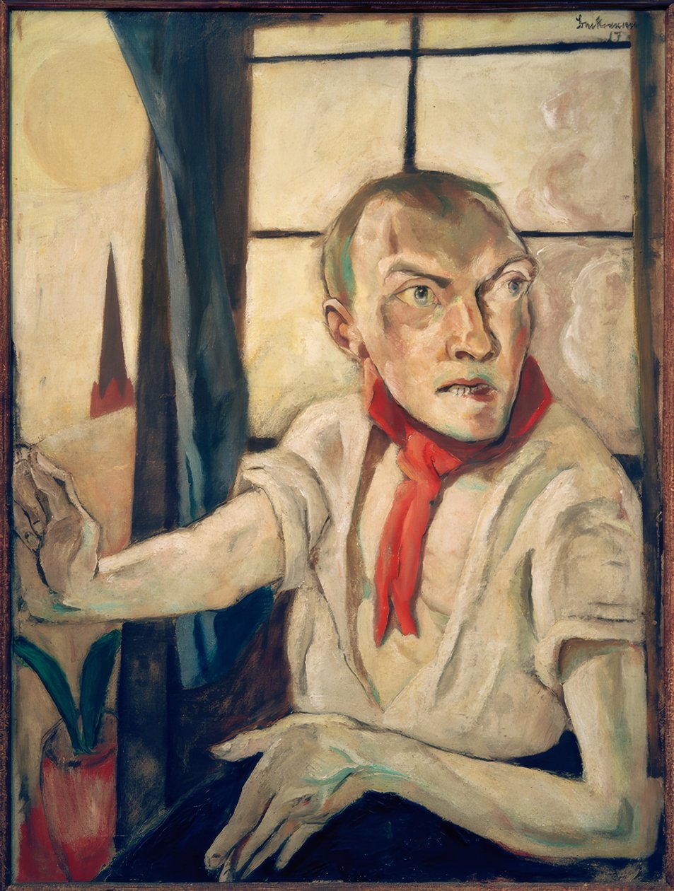 Autoportrait avec écharpe rouge - Max Beckmann