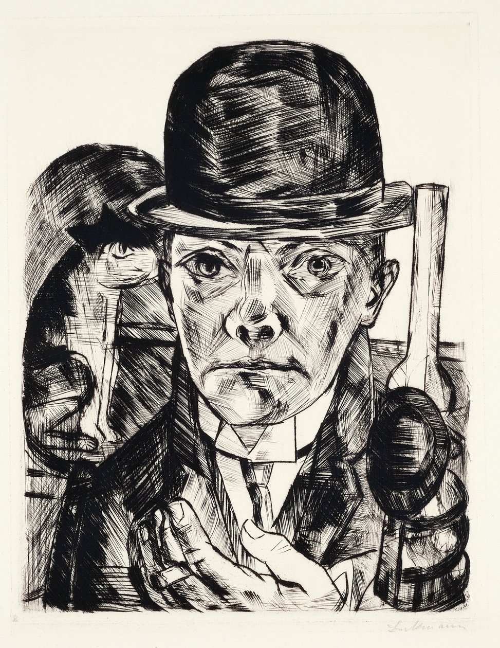 Autoportrait avec chapeau - Max Beckmann