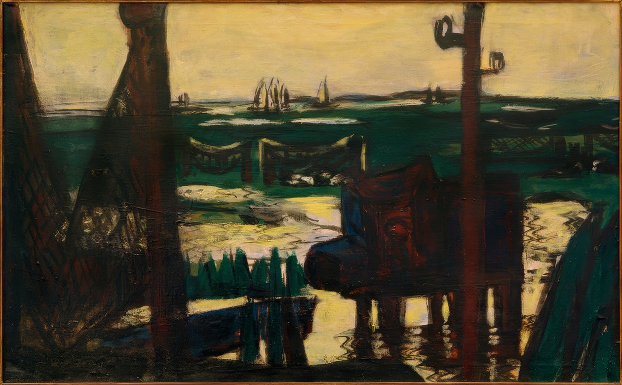 Mer des Wadden vert et noir-jaune - Max Beckmann
