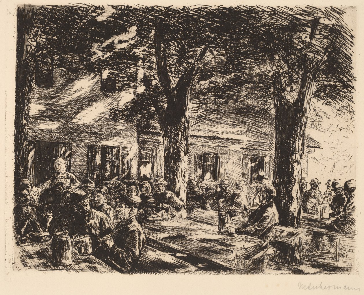 Un jardin de taverne à Rosenheim - Max Liebermann