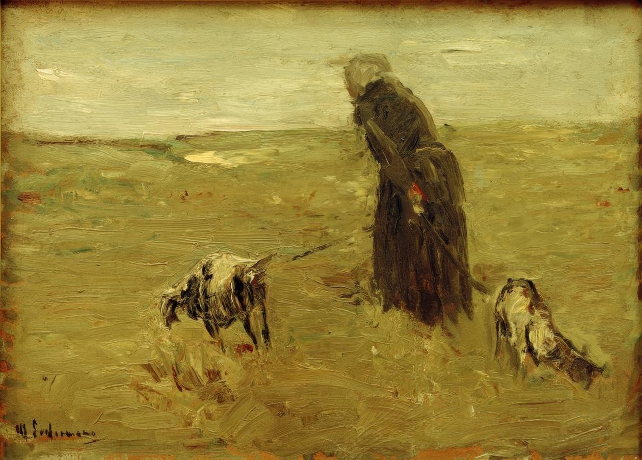 Vieille femme avec des chèvres - Max Liebermann
