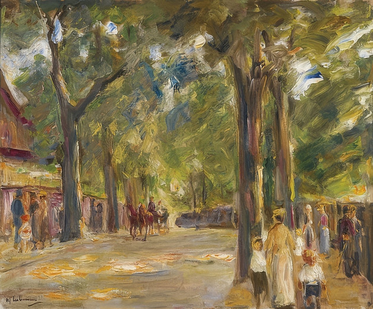 La grande route du lac à Wannsee avec des promeneurs - Max Liebermann