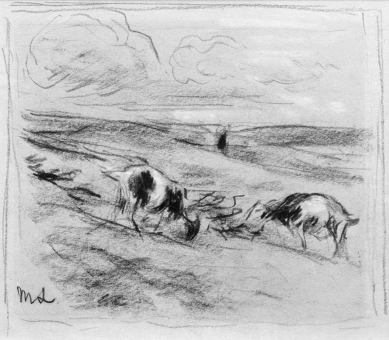 Chèvres broutant dans les dunes - Max Liebermann