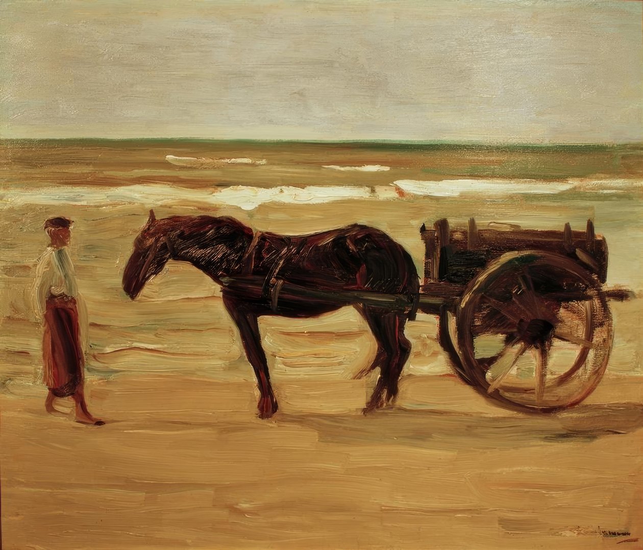 Chariot du baigneur sur la plage - Max Liebermann