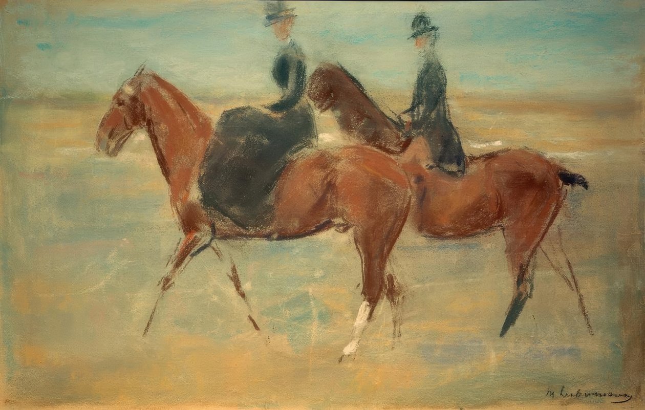 Cavalier et cavalière au bord de la mer - Max Liebermann