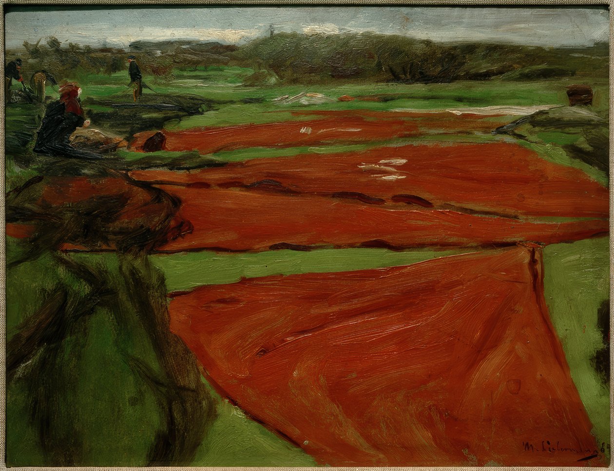 Prairie avec filets et voiles étendus - Max Liebermann
