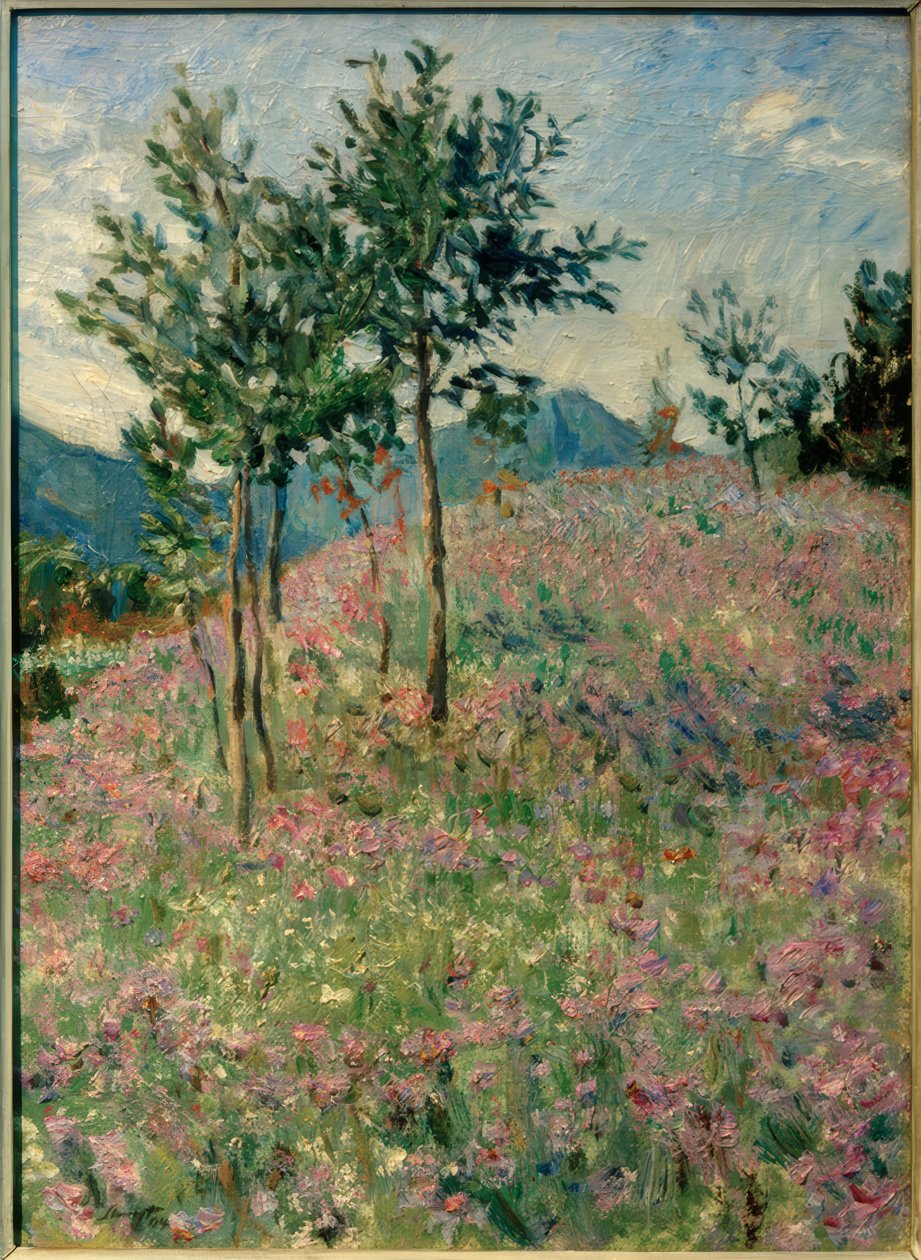 Paysage de montagne avec champ de phacélies - Max Slevogt