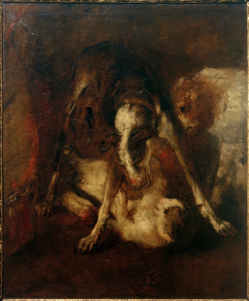 Chien jouant avec un chat - Max Slevogt