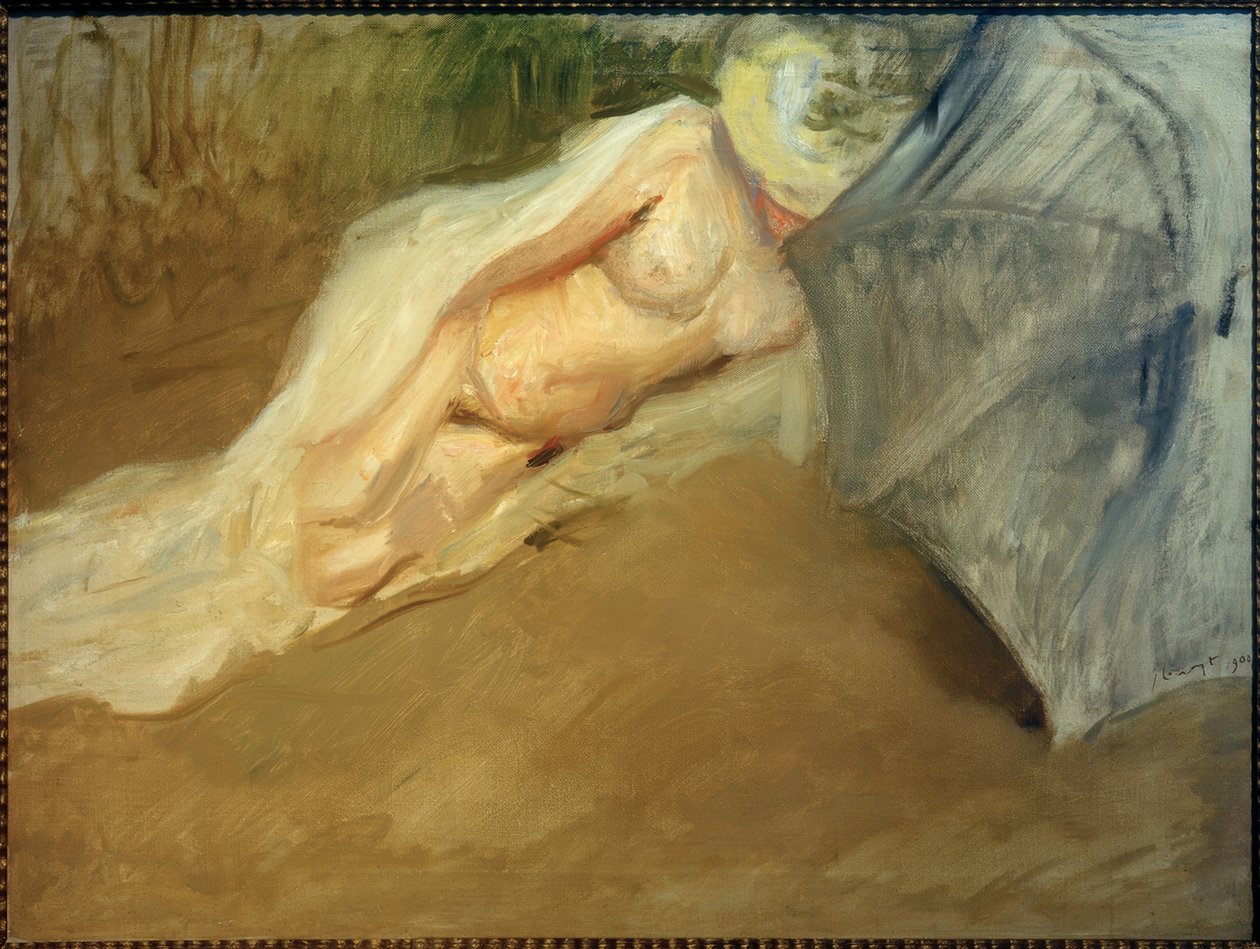 Nu couché avec parasol - Max Slevogt