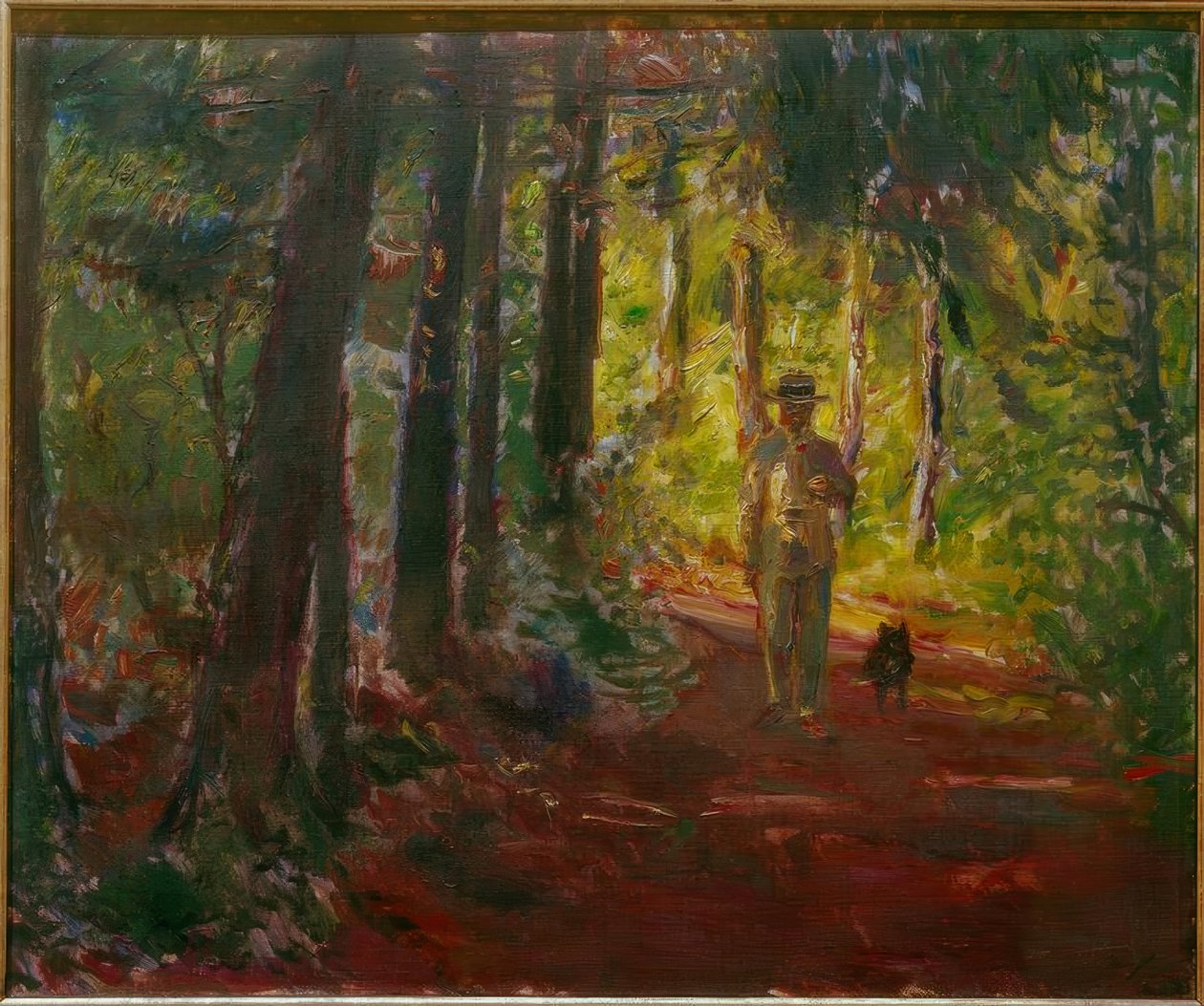 Homme sur un chemin forestier - Max Slevogt