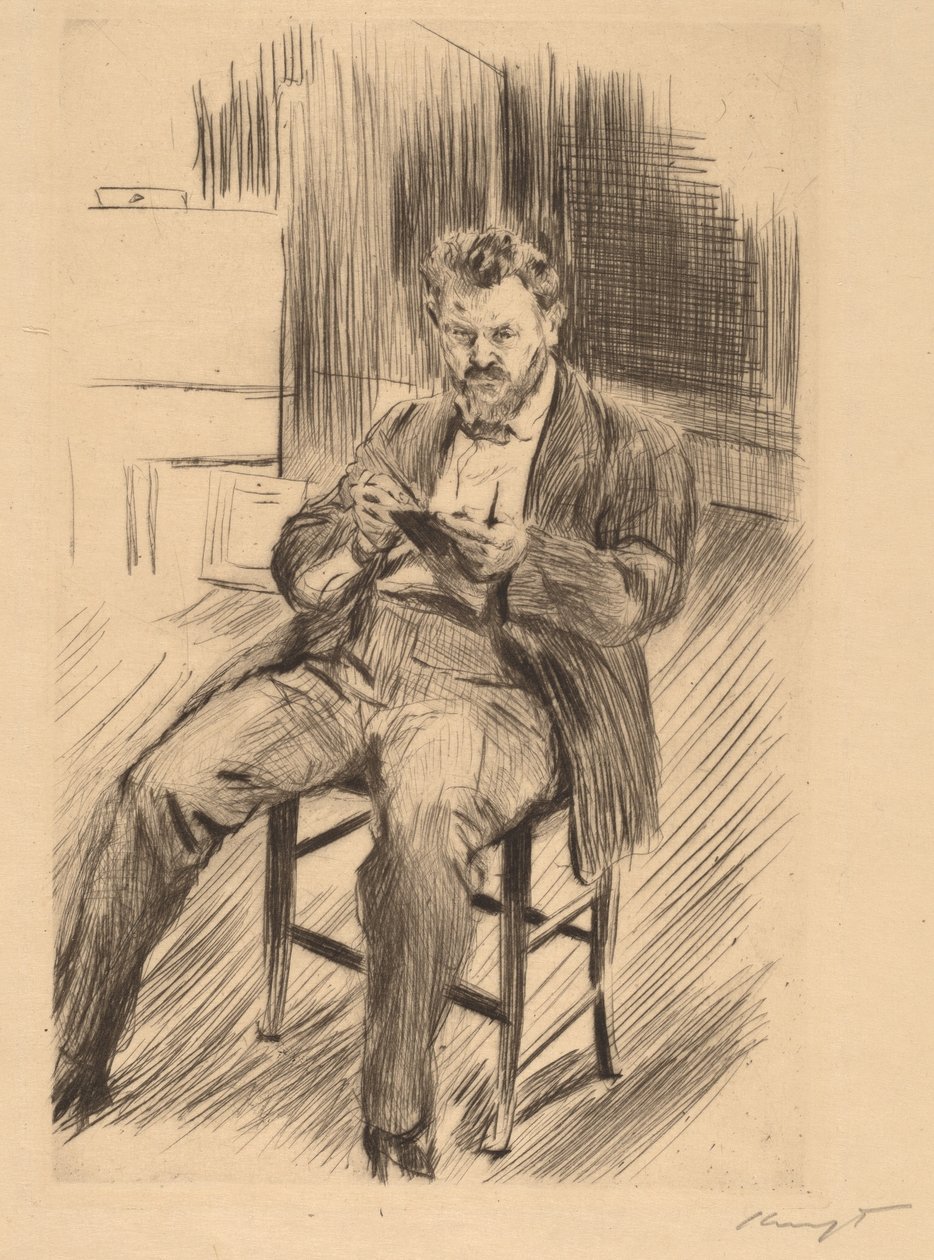 Autoportrait (esquissant dans son atelier) - Max Slevogt