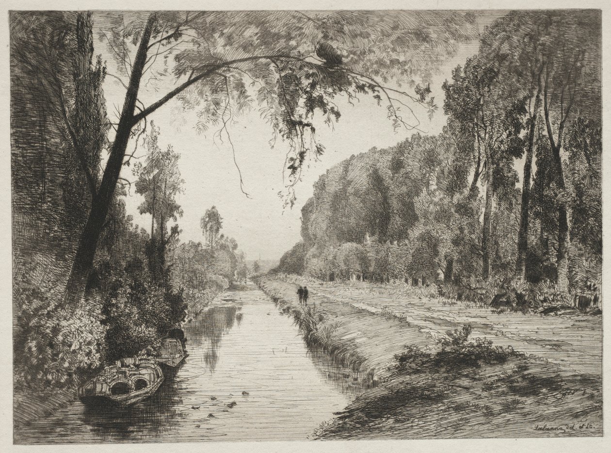 Canal à Pont-Sainte-Maxence, vers 1878 - Maxime Lalanne