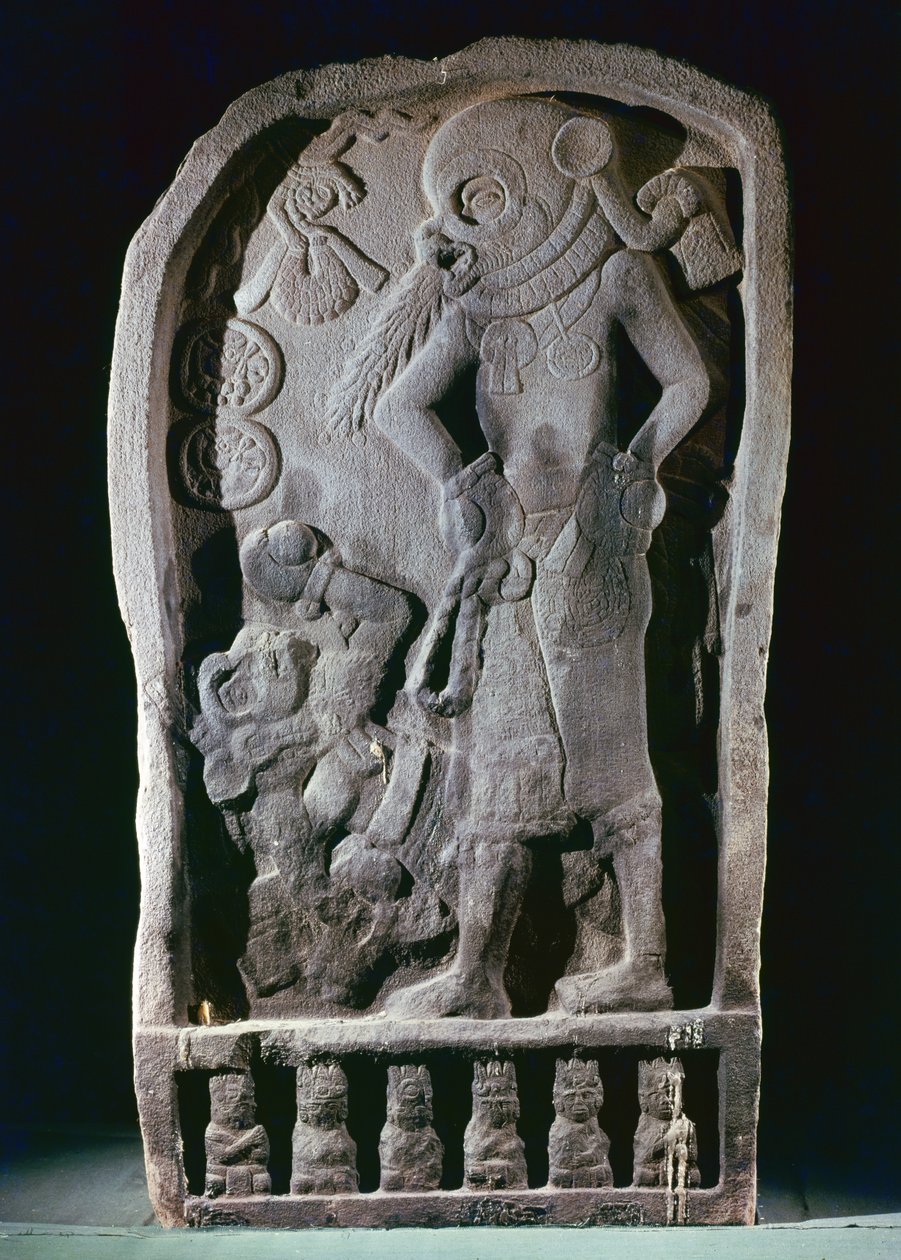 Stèle représentant un joueur de balle, du Guatemala, Période Classique, 600-950 - Mayan
