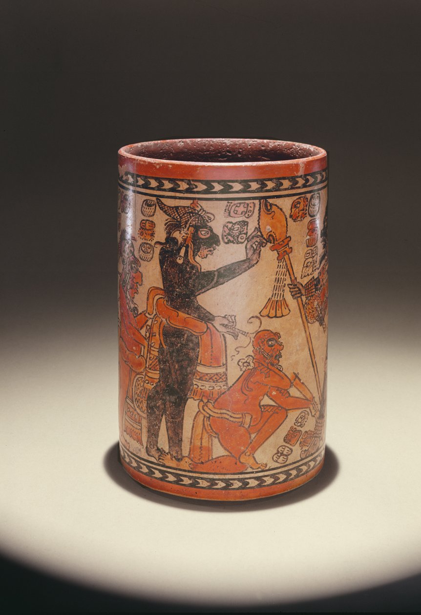 Vase représentant un prêtre bénissant un guerrier - Mayan