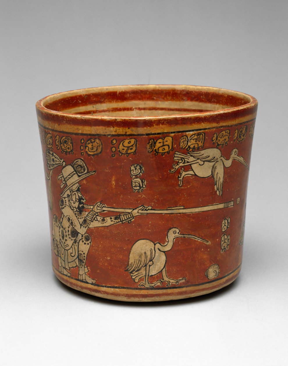 Vase avec deux tireurs Bwo et oiseaux aquatiques, Classique tardif, 550-800 - Mayan Mayan