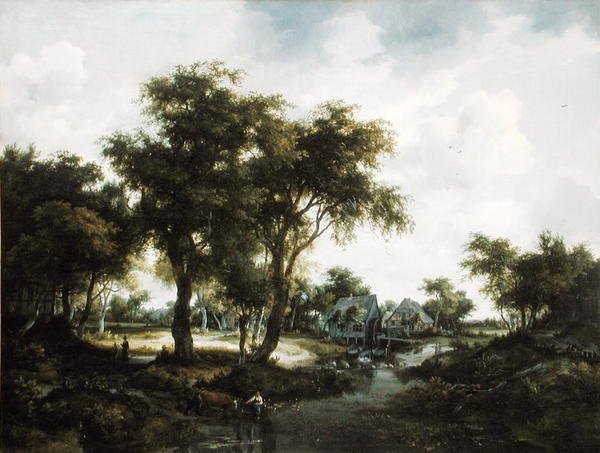 Le moulin à eau - Meindert Hobbema