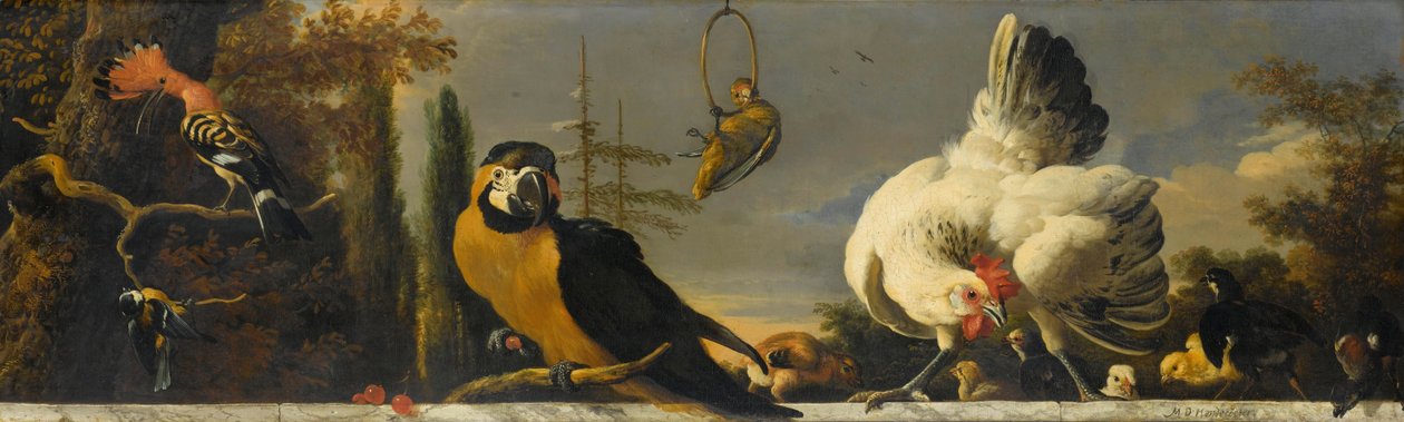 Oiseaux sur une balustrade - Melchior d
