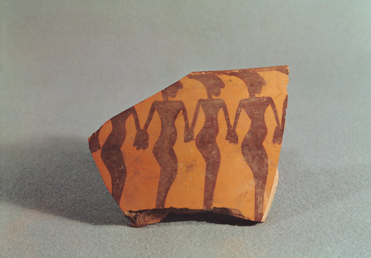Fragment de poterie représentant des femmes dansantes, c.5000-4000 - Mesopotamian