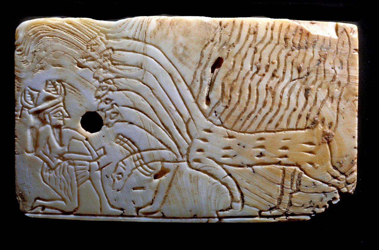 Plaque représentant Ninurta combattant un monstre, c.1450 av. J.-C. - Mesopotamian