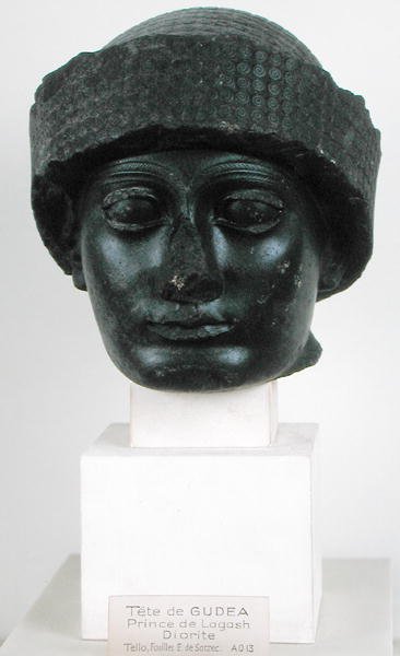 Tête de Gudea, prince de Lagesh, de Telloh (ancien Girsu) néo-sumérien, c.2150 av. J.-C. - Mesopotamian