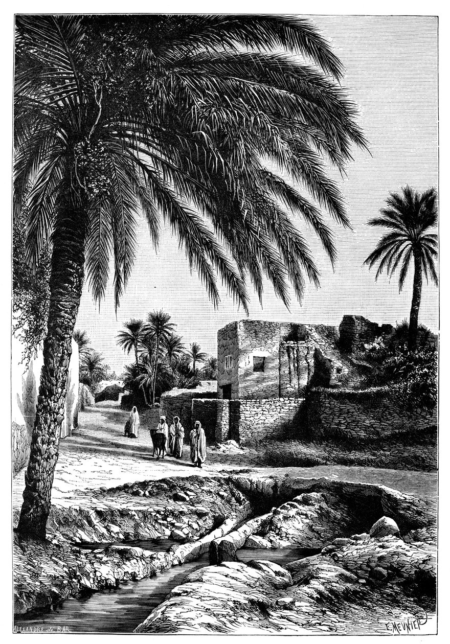 Une rue à Biskra, Algérie, 1895 - Meunier